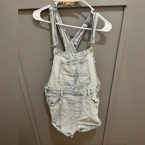 We The Free Blue and White Striped Overalls